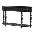 Console curva da 52" con 4 cassetti e ripiano – Blu antico/Nero