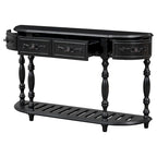 Console curva da 52" con 4 cassetti e ripiano – Blu antico/Nero