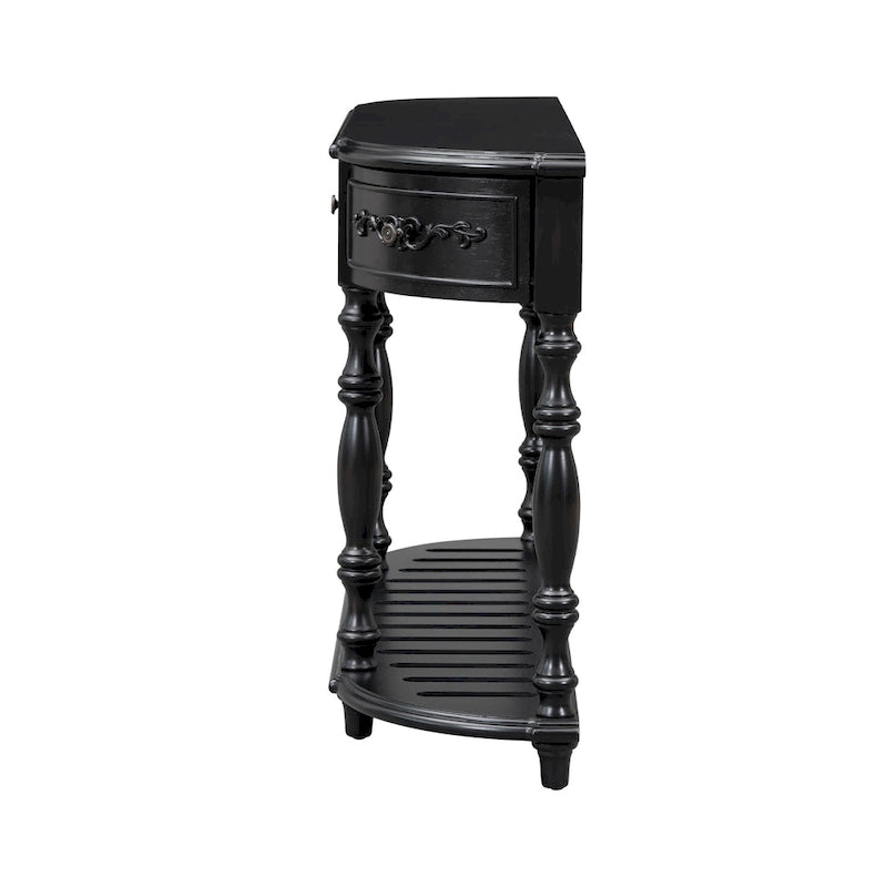 Console curva da 52" con 4 cassetti e ripiano – Blu antico/Nero