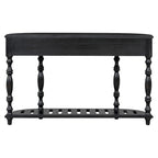 Console curva da 52" con 4 cassetti e ripiano – Blu antico/Nero