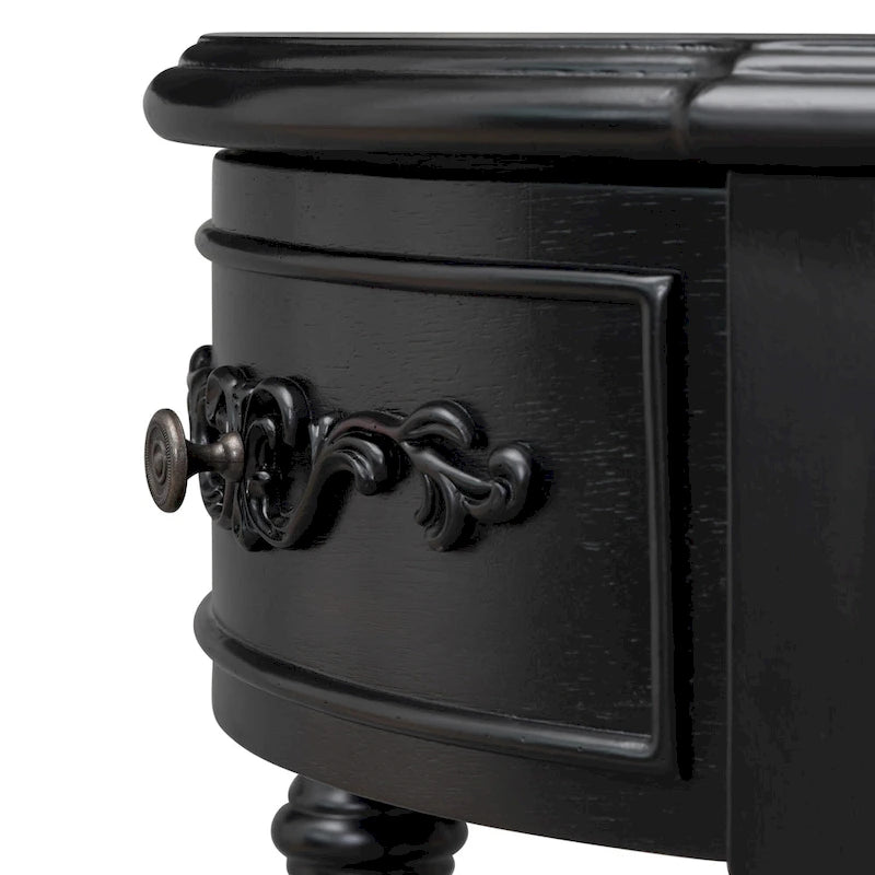 Console curva da 52" con 4 cassetti e ripiano – Blu antico/Nero