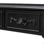 Console curva da 52" con 4 cassetti e ripiano – Blu antico/Nero