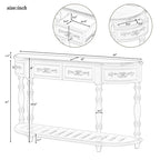 Console curva da 52" con 4 cassetti e ripiano – Blu antico/Nero