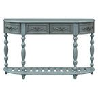 Console curva da 52" con 4 cassetti e ripiano – Blu antico/Nero