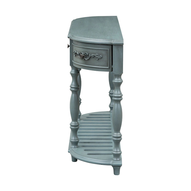 Console curva da 52" con 4 cassetti e ripiano – Blu antico/Nero
