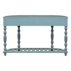 Console curva da 52" con 4 cassetti e ripiano – Blu antico/Nero