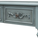 Console curva da 52" con 4 cassetti e ripiano – Blu antico/Nero