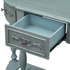 Console curva da 52" con 4 cassetti e ripiano – Blu antico/Nero