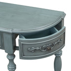 Console curva da 52" con 4 cassetti e ripiano – Blu antico/Nero