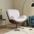 Poltrona girevole a 360° accentata nera/blu navy e grigia/marrone bianco – ciniglia e similpelle, seduta singola