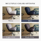 Poltrona girevole a 360° accentata nera/blu navy e grigia/marrone bianco – ciniglia e similpelle, seduta singola