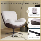 Poltrona girevole a 360° accentata nera/blu navy e grigia/marrone bianco – ciniglia e similpelle, seduta singola