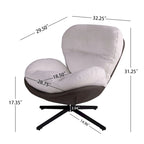 Poltrona girevole a 360° accentata nera/blu navy e grigia/marrone bianco – ciniglia e similpelle, seduta singola