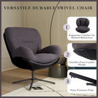 Poltrona girevole a 360° accentata nera/blu navy e grigia/marrone bianco – ciniglia e similpelle, seduta singola