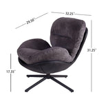 Poltrona girevole a 360° accentata nera/blu navy e grigia/marrone bianco – ciniglia e similpelle, seduta singola