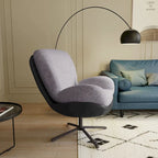 Poltrona girevole a 360° accentata nera/blu navy e grigia/marrone bianco – ciniglia e similpelle, seduta singola