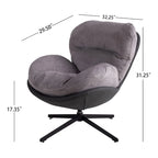 Poltrona girevole a 360° accentata nera/blu navy e grigia/marrone bianco – ciniglia e similpelle, seduta singola
