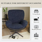 Poltrona girevole a 360° accentata nera/blu navy e grigia/marrone bianco – ciniglia e similpelle, seduta singola