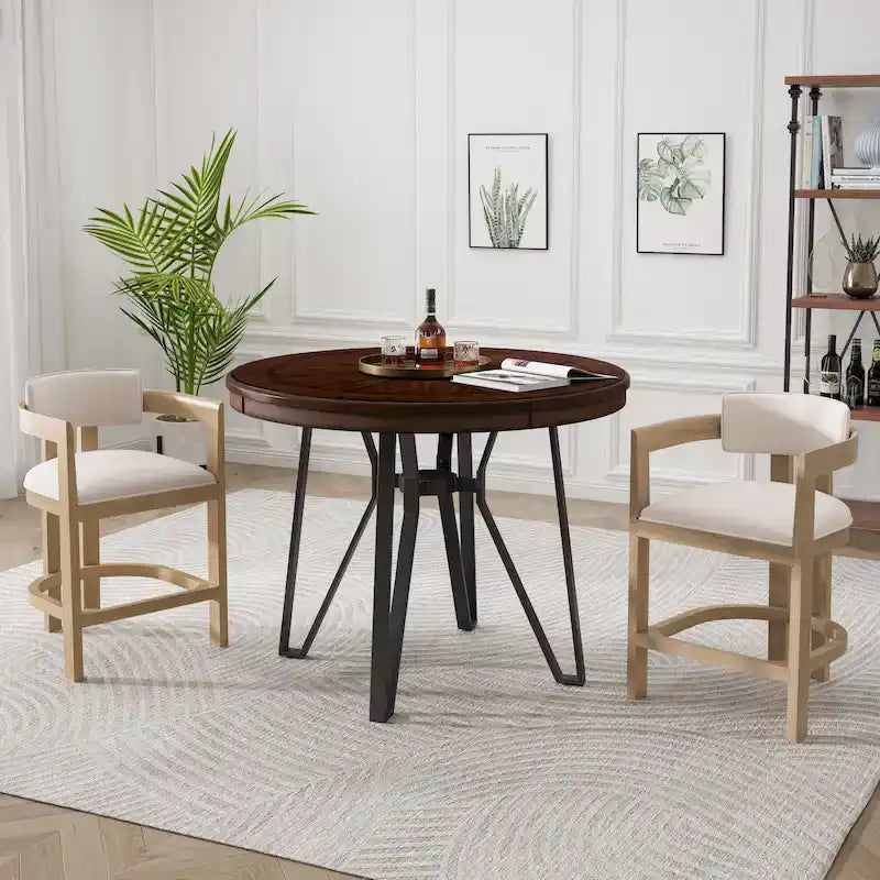 Beige / Nero / Marrone – Set Bar in Bouclé Altezza Bancone, 3 Pezzi (2 Posti)