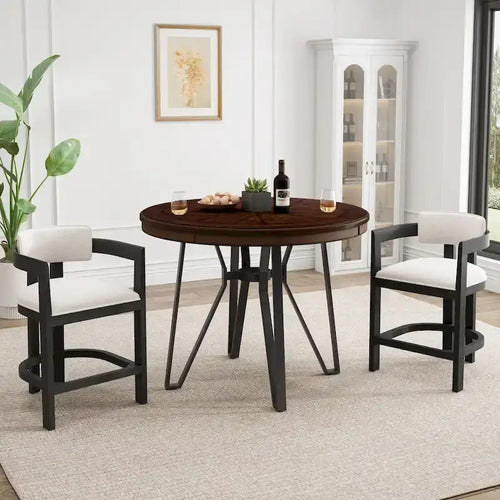 Beige / Nero / Marrone – Set Bar in Bouclé Altezza Bancone, 3 Pezzi (2 Posti)