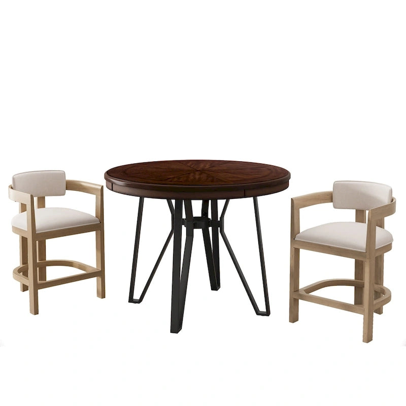 Beige / Nero / Marrone – Set Bar in Bouclé Altezza Bancone, 3 Pezzi (2 Posti)