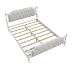 Letto a piattaforma imbottito con testiera in bianco antico – Queen, ospita 1-2 persone