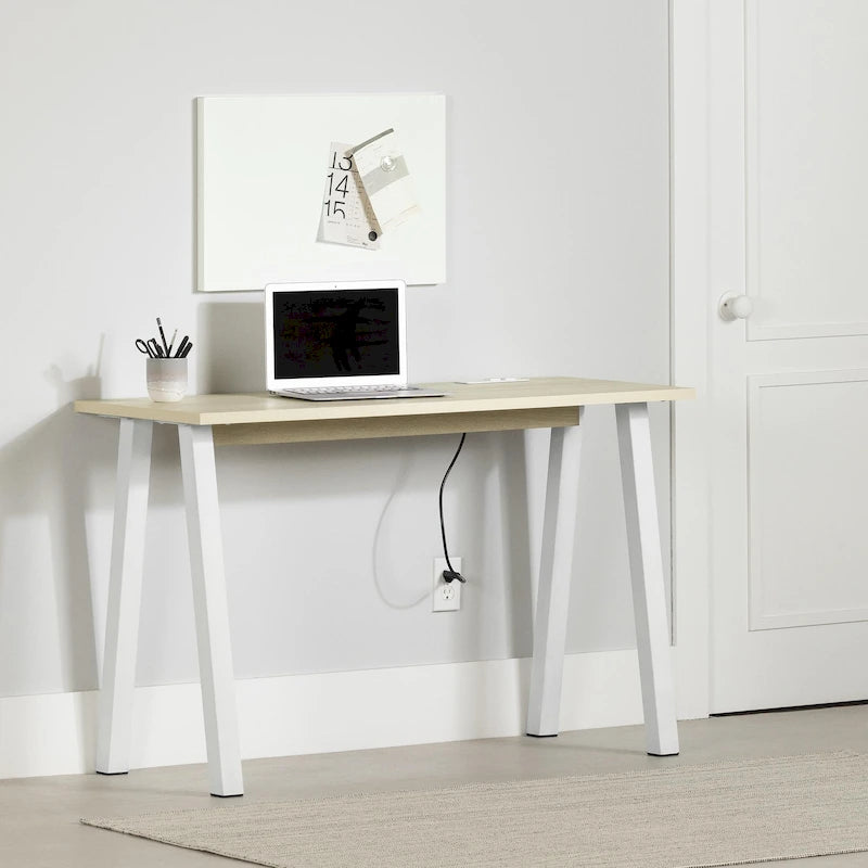 Scrivania singola per computer in rovere bianco e sbiancato – Stile scandinavo