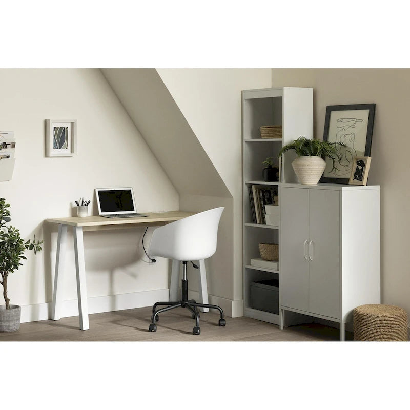 Scrivania singola per computer in rovere bianco e sbiancato – Stile scandinavo