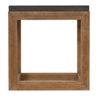 Tavolino d'appoggio vintage in legno naturale e corteccia scanalata, rettangolare, 1 pezzo