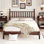 Letto matrimoniale Queen size con testiera a forma di zucca – Struttura in legno, 2 posti (Bianco / Noce / Naturale)