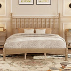 Letto matrimoniale Queen size con testiera a forma di zucca – Struttura in legno, 2 posti (Bianco / Noce / Naturale)
