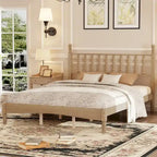 Letto matrimoniale Queen size con testiera a forma di zucca – Struttura in legno, 2 posti (Bianco / Noce / Naturale)