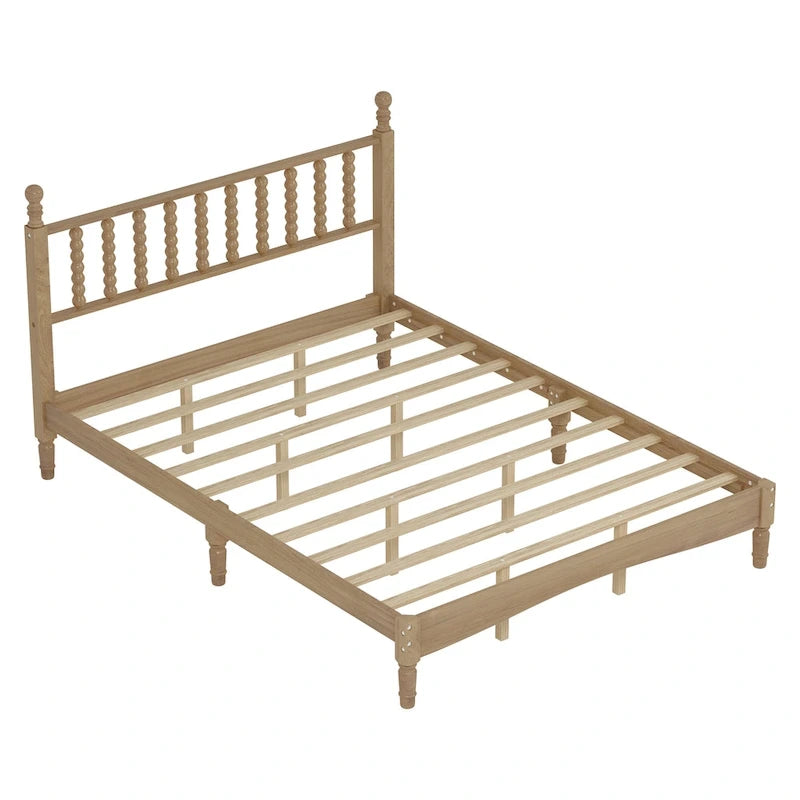 Letto matrimoniale Queen size con testiera a forma di zucca – Struttura in legno, 2 posti (Bianco / Noce / Naturale)
