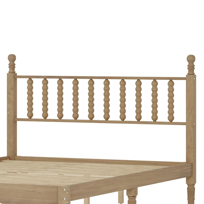 Letto matrimoniale Queen size con testiera a forma di zucca – Struttura in legno, 2 posti (Bianco / Noce / Naturale)