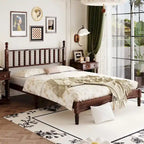 Letto matrimoniale Queen size con testiera a forma di zucca – Struttura in legno, 2 posti (Bianco / Noce / Naturale)