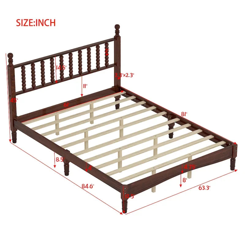 Letto matrimoniale Queen size con testiera a forma di zucca – Struttura in legno, 2 posti (Bianco / Noce / Naturale)