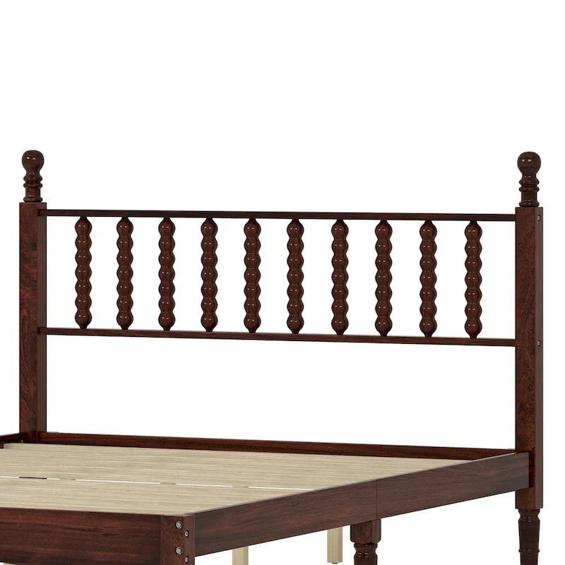 Letto matrimoniale Queen size con testiera a forma di zucca – Struttura in legno, 2 posti (Bianco / Noce / Naturale)
