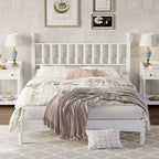 Letto matrimoniale Queen size con testiera a forma di zucca – Struttura in legno, 2 posti (Bianco / Noce / Naturale)