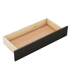 Letto a piattaforma Queen nero con testiera in rattan, 2 cassetti, adatto per 2