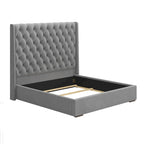 Struttura letto king in velluto grigio – testiera capitonné, 171,45 cm