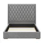 Struttura letto king in velluto grigio – testiera capitonné, 171,45 cm