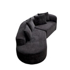 Divano sezionale profondo in ciniglia con 4 cuscini | Beige / Verde / Grigio / Nero | Posti a sedere 4-5