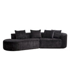 Divano sezionale profondo in ciniglia con 4 cuscini | Beige / Verde / Grigio / Nero | Posti a sedere 4-5