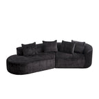 Divano sezionale profondo in ciniglia con 4 cuscini | Beige / Verde / Grigio / Nero | Posti a sedere 4-5