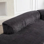 Divano sezionale profondo in ciniglia con 4 cuscini | Beige / Verde / Grigio / Nero | Posti a sedere 4-5