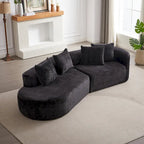 Divano sezionale profondo in ciniglia con 4 cuscini | Beige / Verde / Grigio / Nero | Posti a sedere 4-5