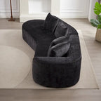 Divano sezionale profondo in ciniglia con 4 cuscini | Beige / Verde / Grigio / Nero | Posti a sedere 4-5