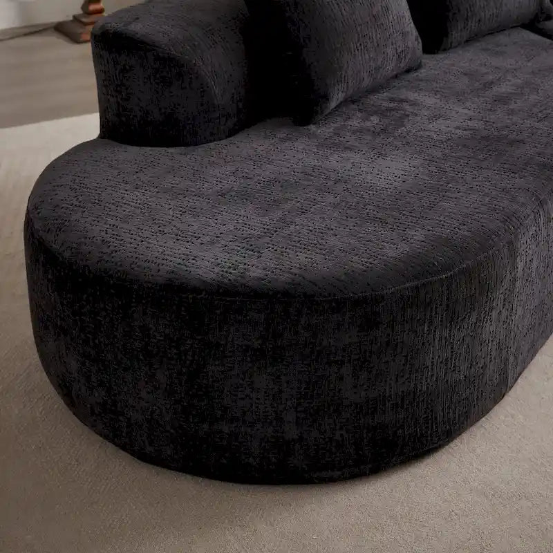 Divano sezionale profondo in ciniglia con 4 cuscini | Beige / Verde / Grigio / Nero | Posti a sedere 4-5