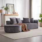 Divano sezionale profondo in ciniglia con 4 cuscini | Beige / Verde / Grigio / Nero | Posti a sedere 4-5