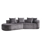 Divano sezionale profondo in ciniglia con 4 cuscini | Beige / Verde / Grigio / Nero | Posti a sedere 4-5